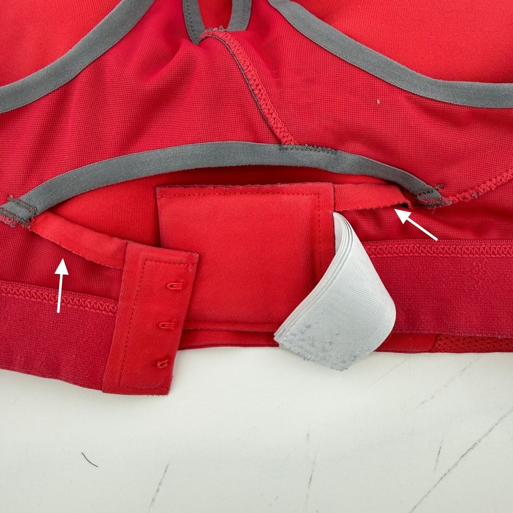 Brooks Moving Comfort Juno Racerback Sports Bra Red 32DD Hook Loop Straps 350025 - Picture 7 of 10
